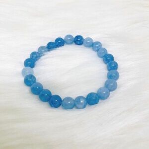 Natural Aquamarine 8mm Beaded Bracelet